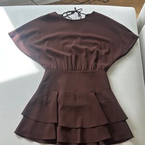 Alice & Olivia Elegant Brown Tiered Dress